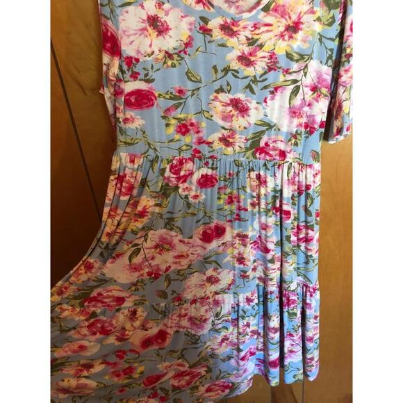 SMALLSHOW Maternity Dress Womens Size XL Blue Floral Flared Sleeve Flowy Casual - Picture 4 of 9